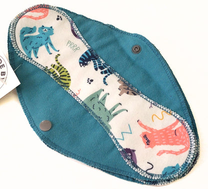 Tossed Cats on Teal Reusable Pantyliners