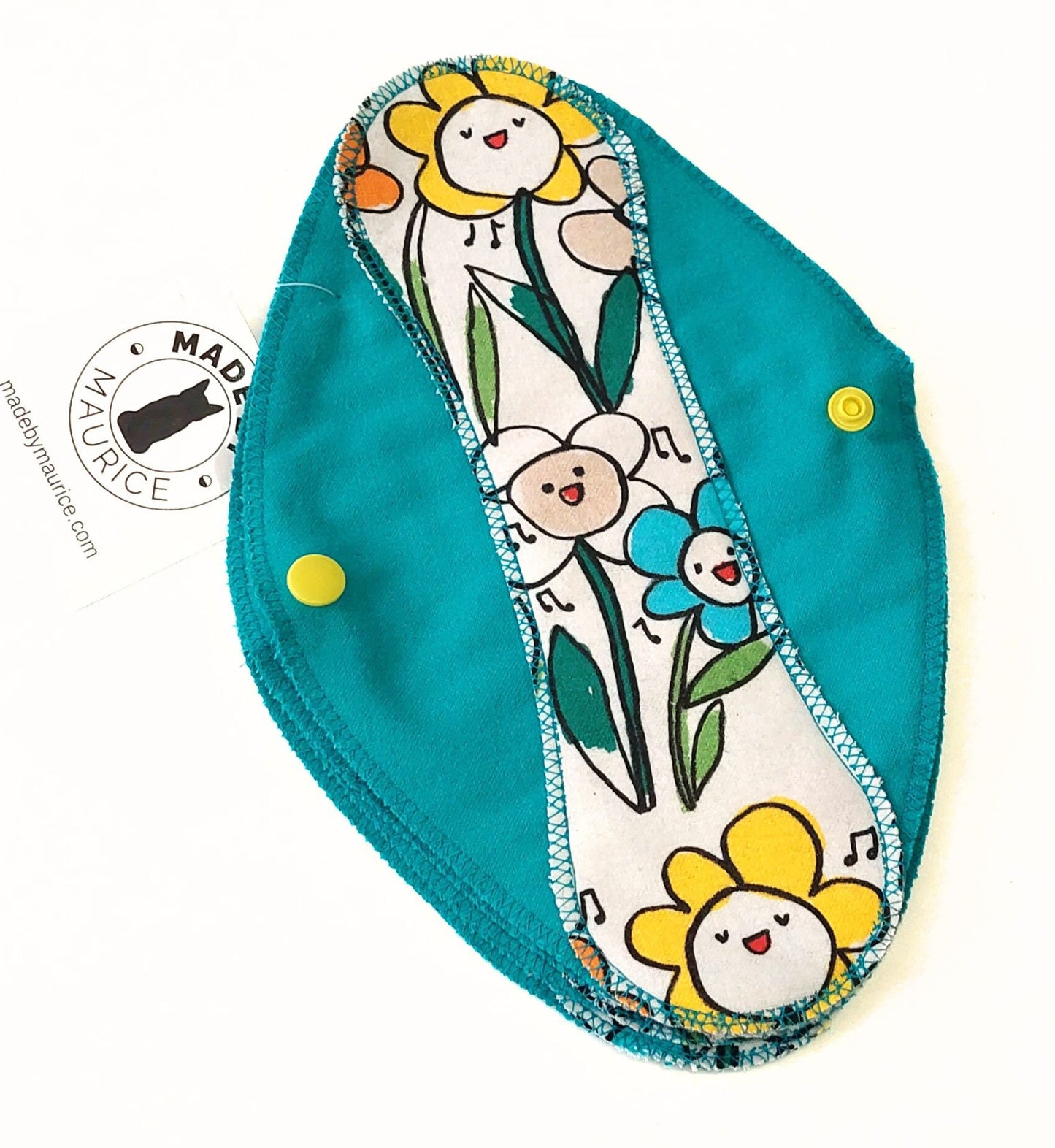 Singing Flowers on Turquoise Reusable Pantyliners