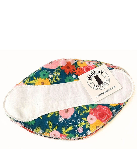 White on Teal Floral Reusable Pantyliners