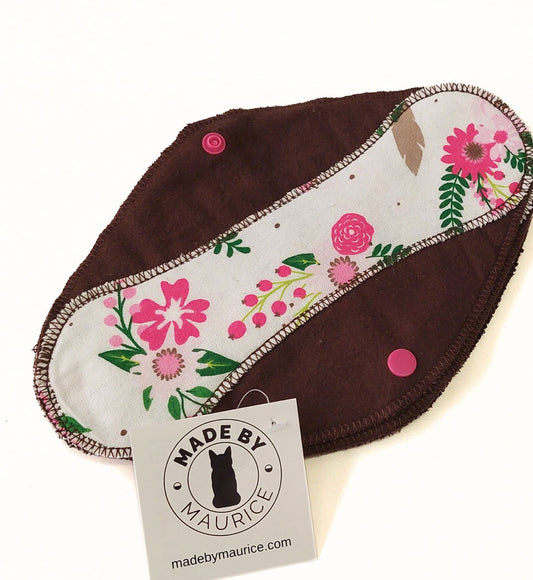 Pink Floral on Brown Reusable Pantyliners