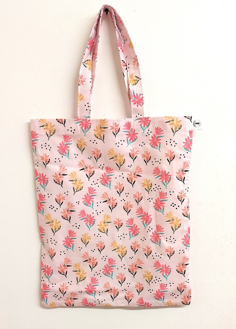 Ditsy Pink Flower Print Tote Bag